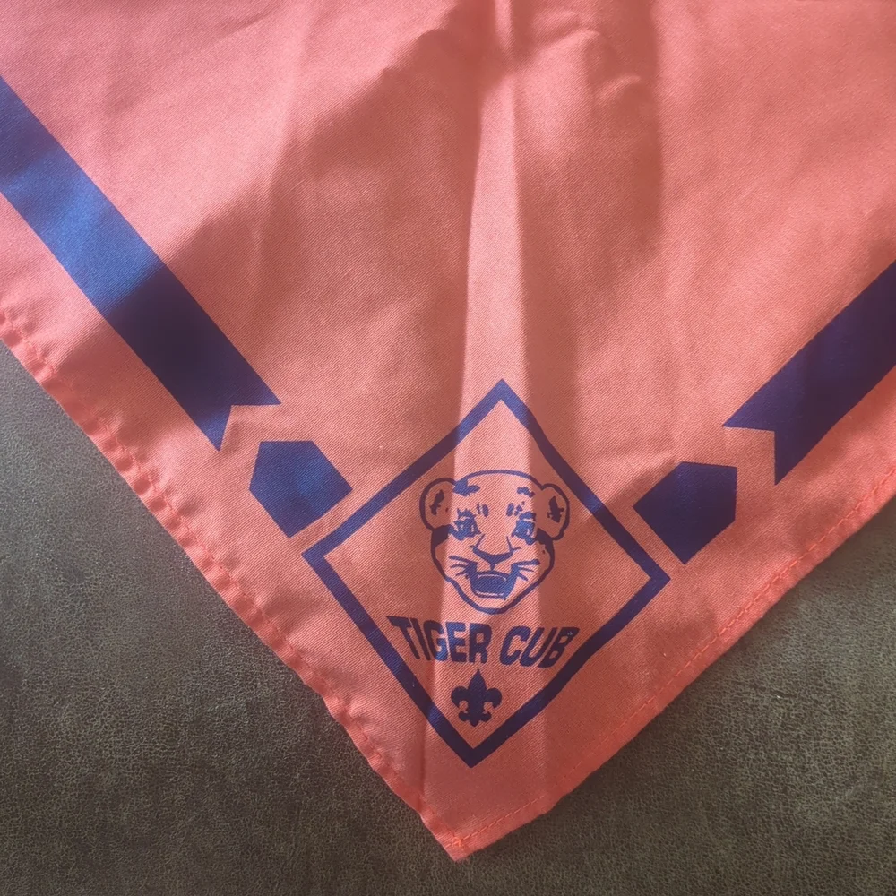 Kids Orange Triangle Bandana Scarf with Navy Graphic